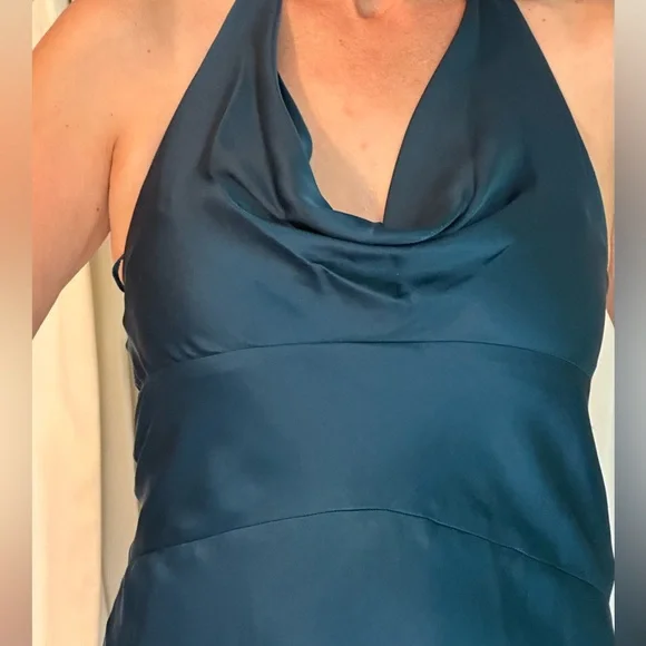 NWT Jones New York Dress, Size 8, Peacock Blue Pleated Back, 100% Silk - Picture 2 of 10